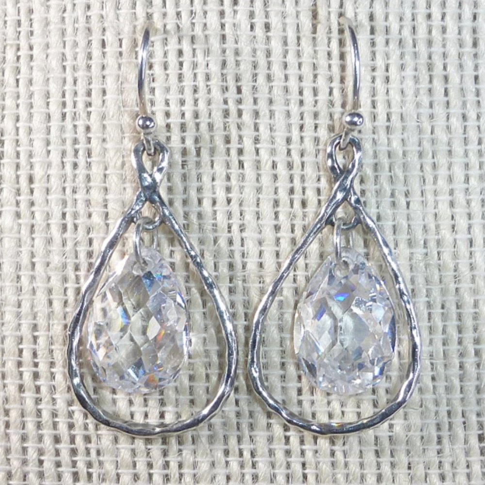 SOLD Silpada W2284 Harbor Lights Sterling Silver Cubic Zirconia Earrings .925 - Picture 2 of 5